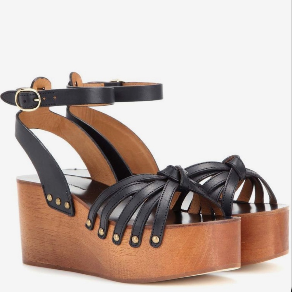 Isabel Marant Black and Brown Platform Sandals